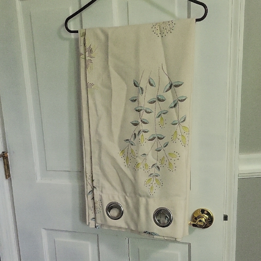 Elegant Cream and Gray Floral Curtains